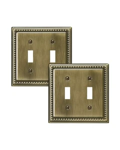 DEWENWILS Double Toggle Light Switch Covers, Metal Outlet Wall Plates, 2 Pack - Picture 1 of 11
