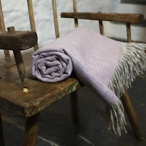 Flieder Fischgrät 100 % Wolle British Made Tweed Stoff Decke Überwurf - Bild 1 von 10