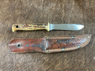 Puma Hunter’s Pal Stag Handle Fixed Blade Hunting Knife & Leather Sheath Germany - Image 1 of 4