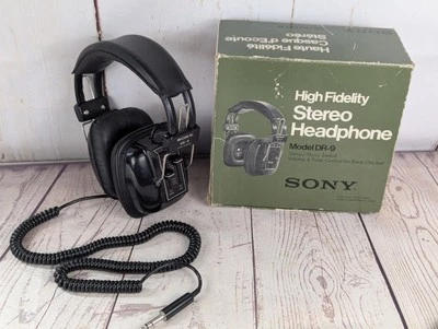 Sony DR-9 Vintage Hi-Fi Stereo Over-Ear Headphones 1970s Vintage Great Boxed  - Image 1 of 4