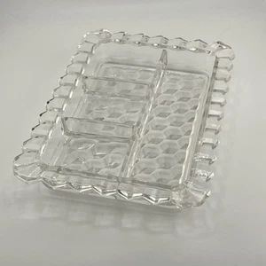 Fostoria American Four Part or 4 Part Relish Tray 6.5" x 9" Cube Elegant Glass - Picture 1 of 4