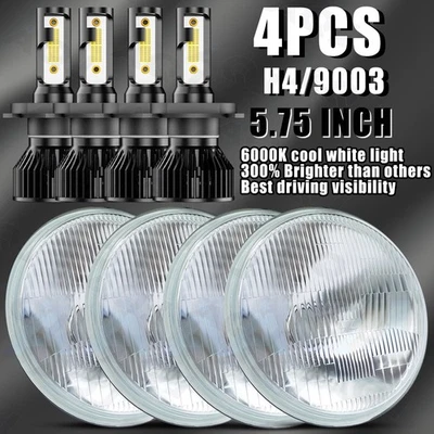 4PCS 5.75" 5 3/4" LED Headlights HI/LO Beam for Chevrolet C30 Pickup 1960-1961 Foto 1 de 4