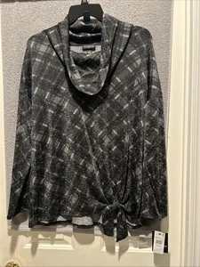 I.N. Blusa Pullover Studio Donna Taglia 3X, Nero Argento Filo Metallizzato $65 - Foto 1 di 5