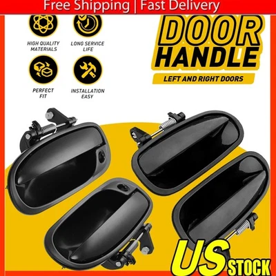 Front/Rear Outside Door Handles Set LH RH Smooth Black for 1996-2000 Honda Civic Foto 1 de 4