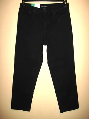 Calvin Klein Women's Black Denim Straight Leg Jeans ~ Size 12 ~  NWT - Image 1 of 4