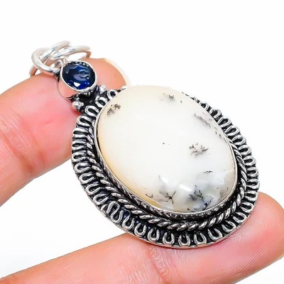 Ciondolo gioiello in argento sterling 925 con pietra preziosa e topazio blu... - Immagine 1 di 4