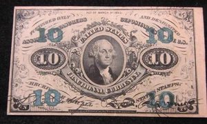 1863 10 CENTS DRITTE AUSGABE BRUCHWÄHRUNG, WASHINGTON - SIEHT AUS WIE AU - Bild 1 von 2