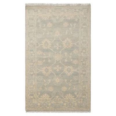 LoomBloom 3x5 Ivory Hand Knotted Afghan Oushak Transitional Wool Rug - Image 1 of 4