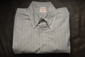 vintage Brooks Brothers faint stripe oxford cloth l/s shirt 16 1/2-3 made in USA - Picture 1 of 5