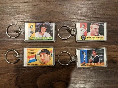 NEW Yastrzemski Clemente Maris Musial Topps MLB Baseball Card Keychain Lot NIB - Image 1 of 3