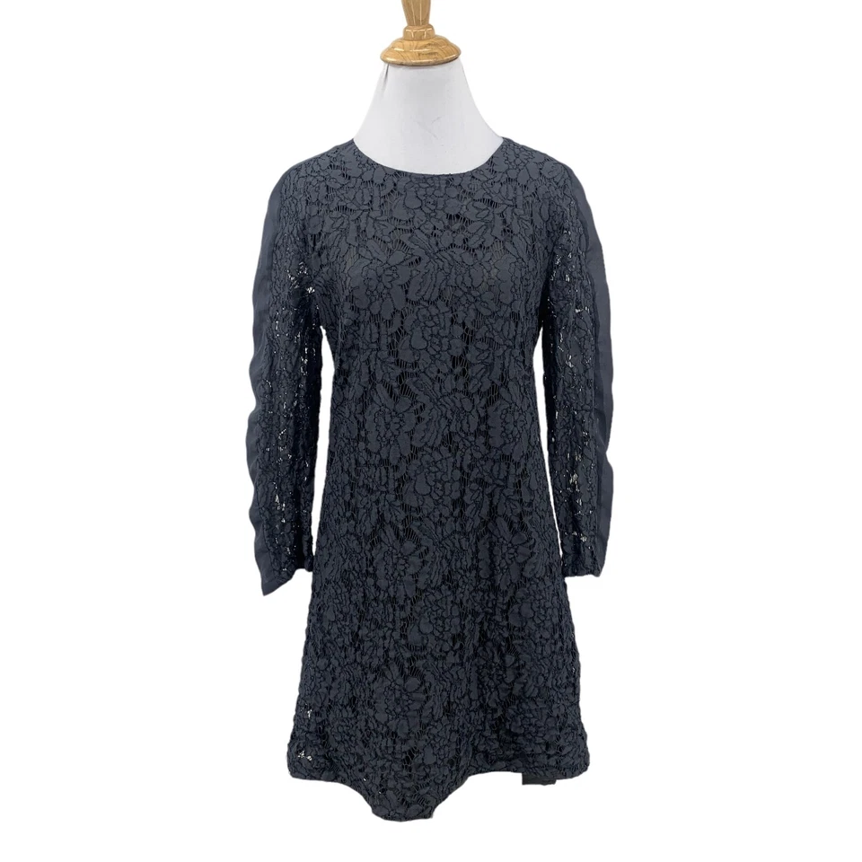 Vestido Madewell Mini Shift Mujer 4 Gris Floral Encaje Manga Larga Nylon Mezcla Forrado Foto 1 de 4