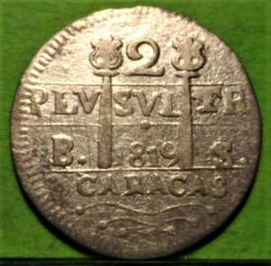 Raro, FERNANDO VII, 2 Reales, 1819, CARACAS -BS, Aureo & Calico.-732, Vte, Plata - Imagen 1 de 2