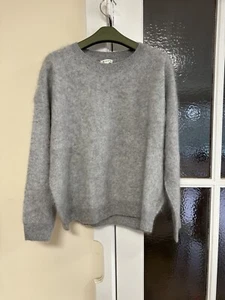 M Pure Brushed Cashmere Crew Neck Grey Pullover Relaxed Jumper Women's RRP: £235 - Picture 1 of 8