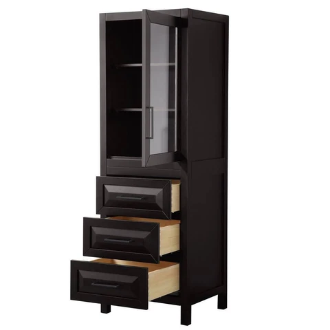 Wyndham Collection Cabinet 24"Wx20"Dx71.25"H Dark Espresso W/ Matte Black Trim Cover
