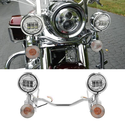 Barra de soporte de señal de giro de lámpara de paso antiniebla puntual apta para Harley FLHR 94-13 Foto 1 de 4