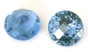 Top grade Medium Blue Simulated Aquamarine Round Checkboard cut, sizes 5 - 8 mm - Picture 1 of 5