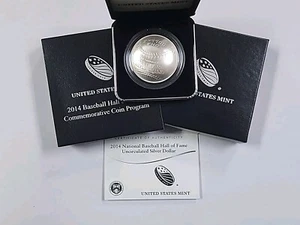 2014 P US Mint Silver Dollar Baseball Hall of Fame Commemorative Uncirculated - Picture 1 of 3