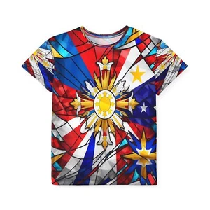 Philippines Flag Stained Glass Design – Kids All-Over Print Sports Jersey - Picture 1 of 17
