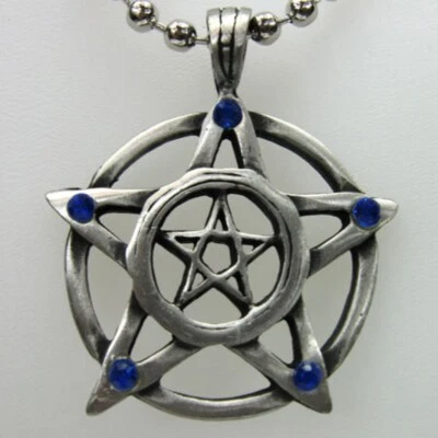 Rimorchio Pentagramma, Blu Pietra Preziosa, Catenina con Sfere - Immagine 1 di 2