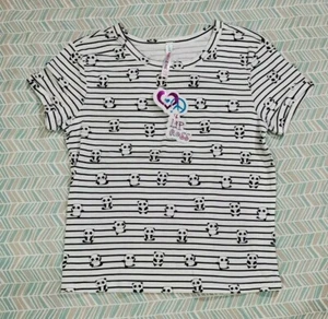 Love Peace and Lip Gloss Girl's Panda Stripped t-shirt M(10-12) NWT - Picture 1 of 5