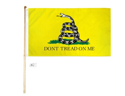 Kit de poste de bandera de madera de 5' soporte de montaje en pared 3x5 Gadsden blanco serpiente poliéster bandera Foto 1 de 3