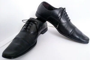 Magli Bruno Magli Black Mens Leather Lace-Up Oxford Dress Shoes Cap Toe Size 10M - Picture 1 of 11