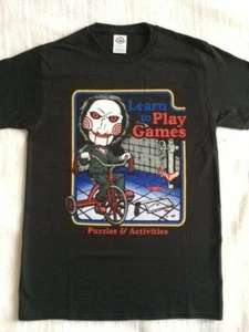 Saw Jigsaw Billy Puppet Learn to Play Games Black T-shirt Official New Funny - Picture 1 of 3