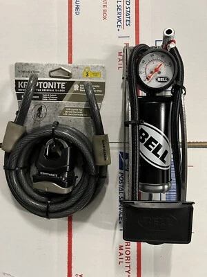 Kryptonite Level 3 6 X 12MM Lockdown key cable padlock & BELL Foot Air Pump - Image 1 of 4