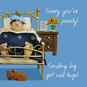 Sorry You're Poorly Big Hugs Get Well Soon Dad Uncle Brother Friend Blank Card - Picture 1 of 1