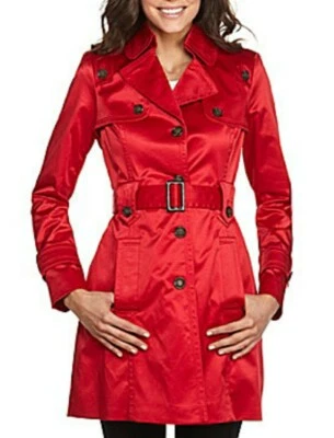 Gabardina para mujer JESSICA SIMPSON talla X pequeña roja satinada nueva Foto 1 de 4