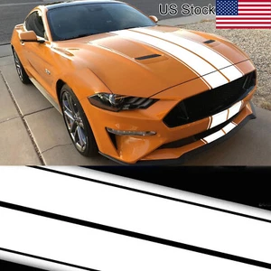 Calcomanía adhesiva de vinilo a rayas para techo de carreras de rallyes con capó blanco de 78,7"" para Ford Mustang - Imagen 1 de 9