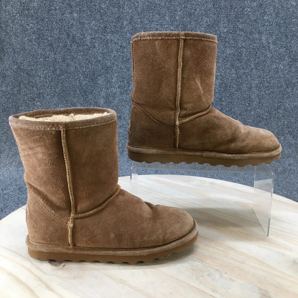 Bearpaw Boots Youth 4 Elle Shearling Brown Suede Wool Pull On Casual Ankle 1962Y - Image 1 of 4
