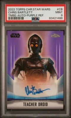 Topps Star Wars Chris Bartlett as Teacher Droid Auto Purple Numbered 02/50 PSA 9 - Image 1 of 2