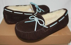 Ugg Kids Dakota Moccasin Espresso Brown Suede shoes NEW - Picture 1 of 5