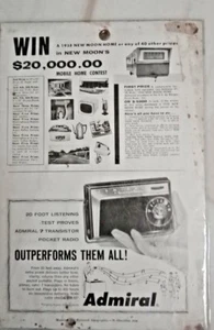 1958 Old Vintage Admiral 7 Transistor Pocket Radio Paper Sign Adv. Chicago USA - Picture 1 of 10