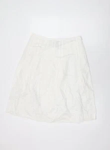 Jones New York Womens White Floral Cotton Swing Skirt Size 8 Zip - Picture 1 of 10
