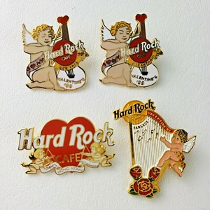 Hard Rock Cafe Pins Lot 4 Valentine Cherub Angel Harp Cupid Hong Kong NY Bangkok - Imagen 1 de 10