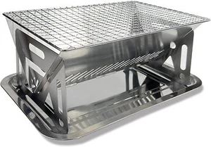 Mini Portable Charcoal Grill, Stainless Steel Small Folding BBQ One Silver - Picture 1 of 7