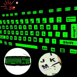 SR Luminous 4 Fonts English 107 68 47 Keys Keyboard Cover Sticker Skins Film Gl - Photo 1/16