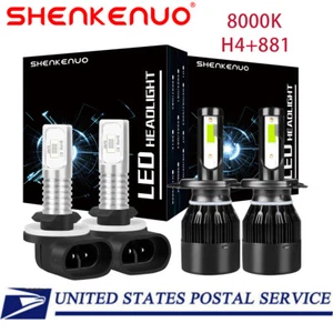 For Hyundai Accent 2000-2017 8000k H4 LED Headlight +881 Fog Light Combo Bulbs - Picture 1 of 9