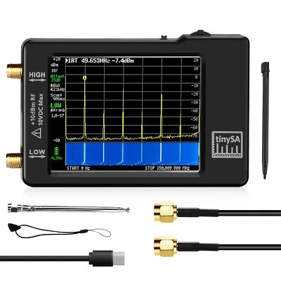 SEESII Analizador de espectro TinySA V0.3.1 analizador de frecuencia 100 kHz-960 MHz MF/HF/VHF UHF