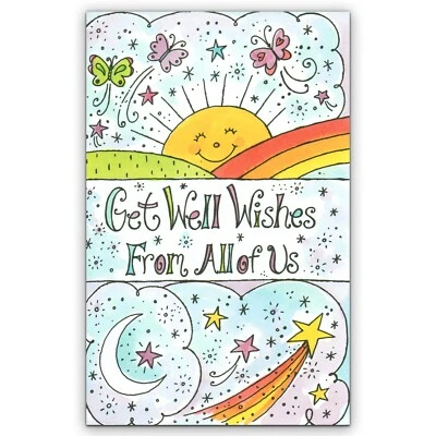 Cute GET WELL Card FROM ALL OF US, Sunshine Butterflies by Gallant Greetings +✉ - Image 1 of 4