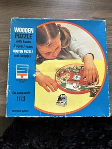 Round knobbed mouse family house puzzle with original box Vintage Non Toxic - Picture 1 of 9