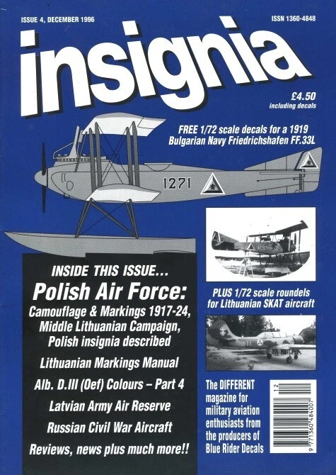 Insignia Military Aviation Magazine Issue 4 Dec  1996 Russian Civil War, Poland - Image 1 of 1