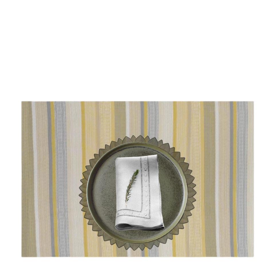 4 manteles rectangulares rayas tejidas amarillas y verdes PVC interior exterior polivinilo Foto 1 de 4