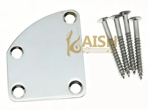 Placa de cuello de guitarra eléctrica cromada placa de cuello de metal para Fender Delexe Strat Tele - Imagen 1 de 3