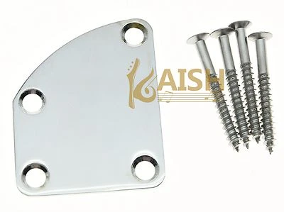 Placa de cuello de guitarra eléctrica cromada placa de cuello de metal para Fender Delexe Strat Tele - Imagen 1 de 3