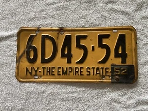 Gutes massives New Yorker Nummernschild von 1952 mit Lasche siehe meine anderen Kennzeichen - Bild 1 von 2