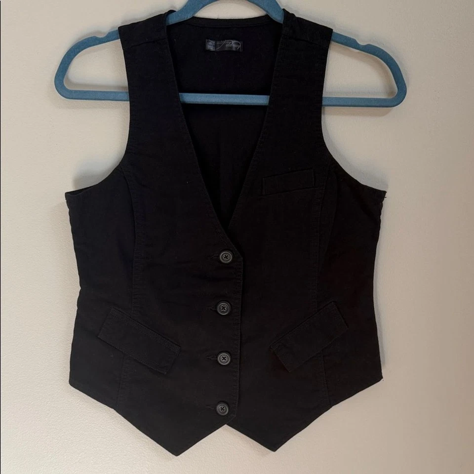 Chaleco con botones negro Y2K para mujer M Streetwear grunge pieza de capas Foto 1 de 4