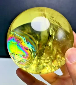 1160g Rare Natural Citrine Quartz Crystal Sphere Rainbow Ball Healing 95mm - Picture 1 of 7